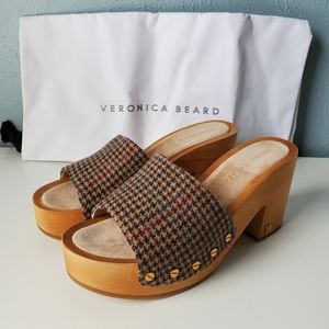 NWOT Veronica Beard Hannalee Platform Clog Sandal In Hazelwood Houndstooth